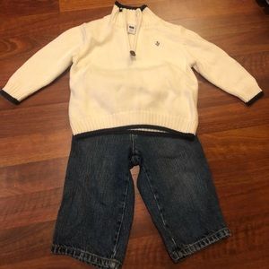 Janie and Jack Boys 12-18 months jeans & 1/2 zip